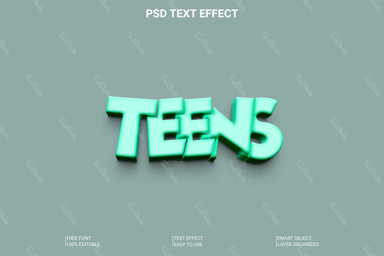 Efeito de estilo de texto para adolescentes