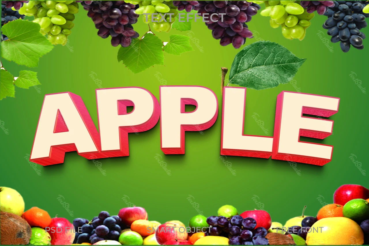Efeito de texto em 3d inspirado em frutas