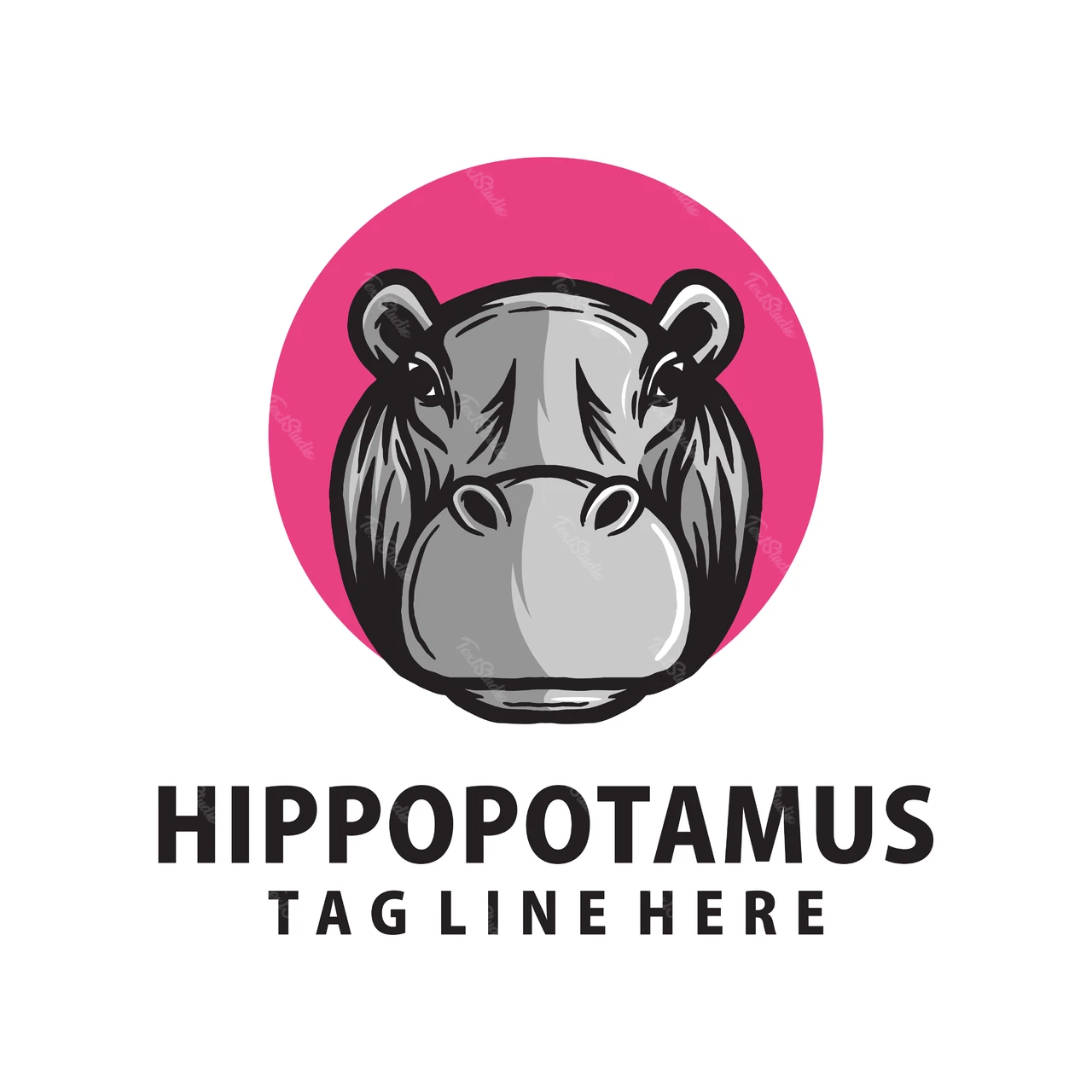 Modernes Logo-Design mit Nilpferd-Illustration