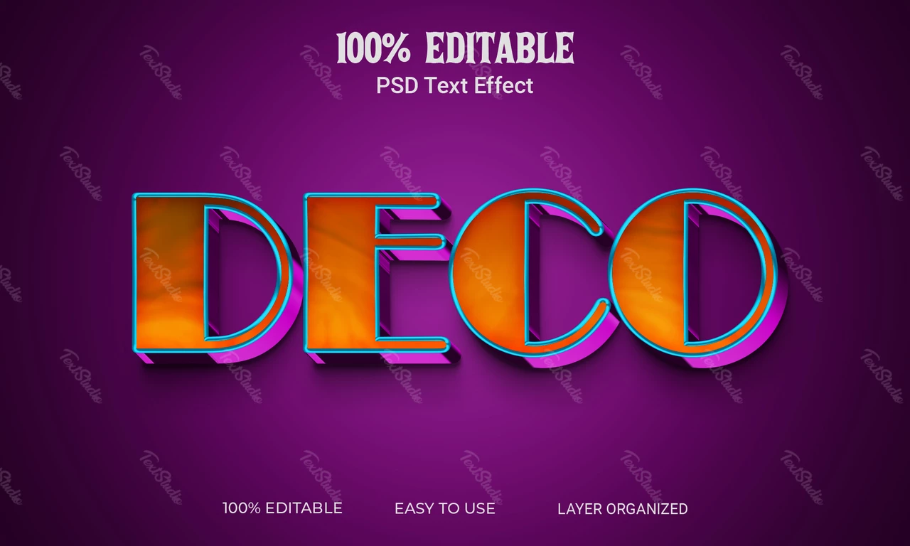 Deco Retro Orange 3D Text Effect