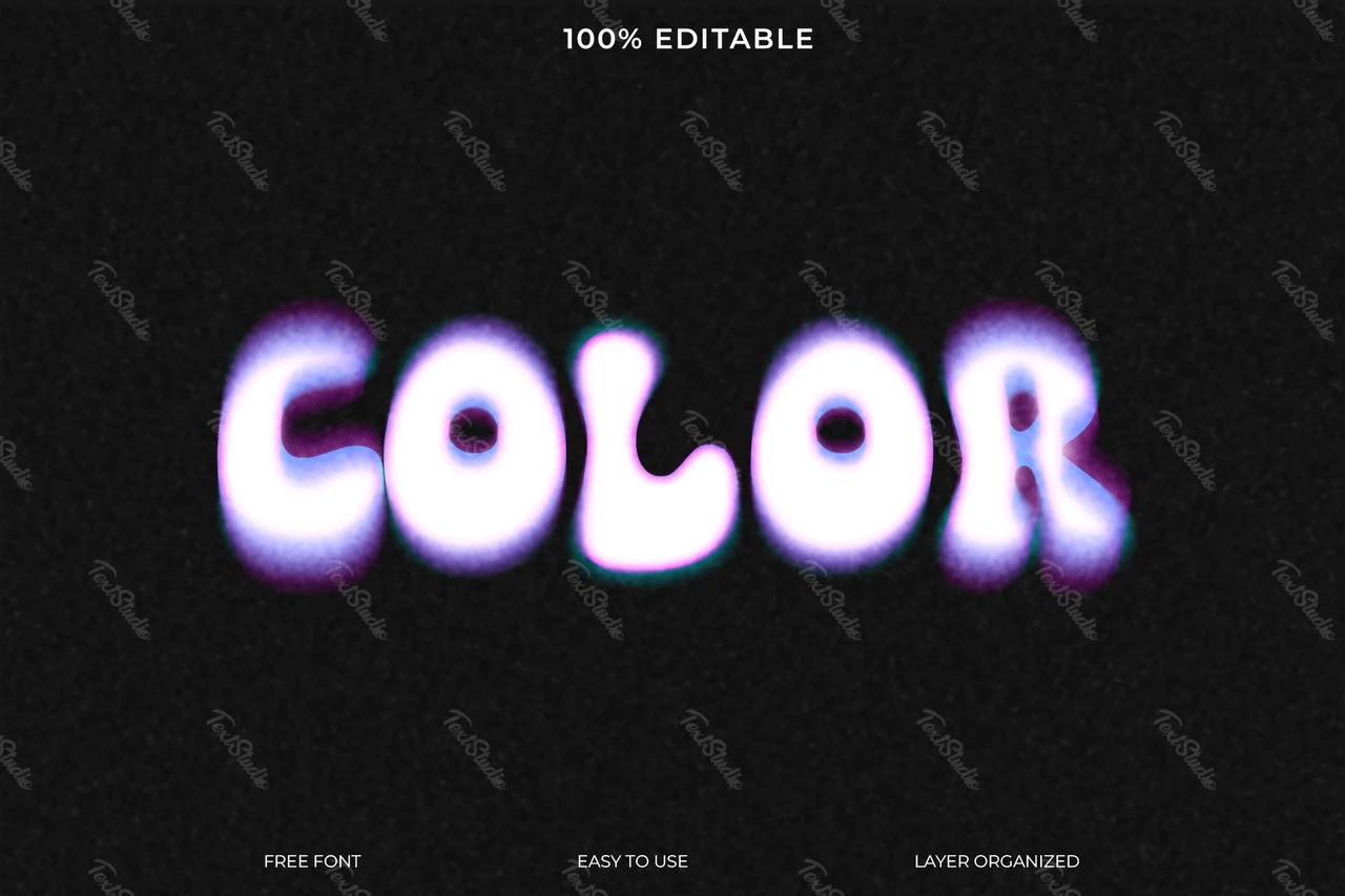 Color borroso resplandor movimiento estilo de fuente efecto de texto