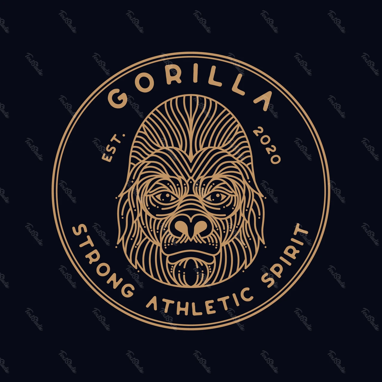 Vintage Circular Logo with Gorilla Illustration