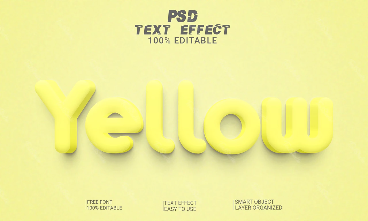 Yellow Pastel 3D Font Style Effect