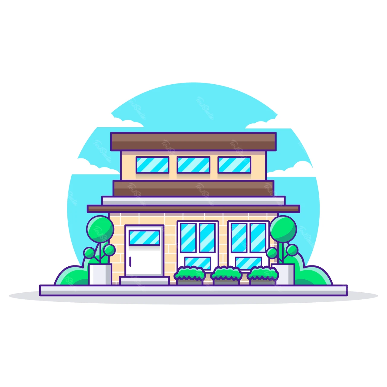 住宅のモダンなフラットイラスト