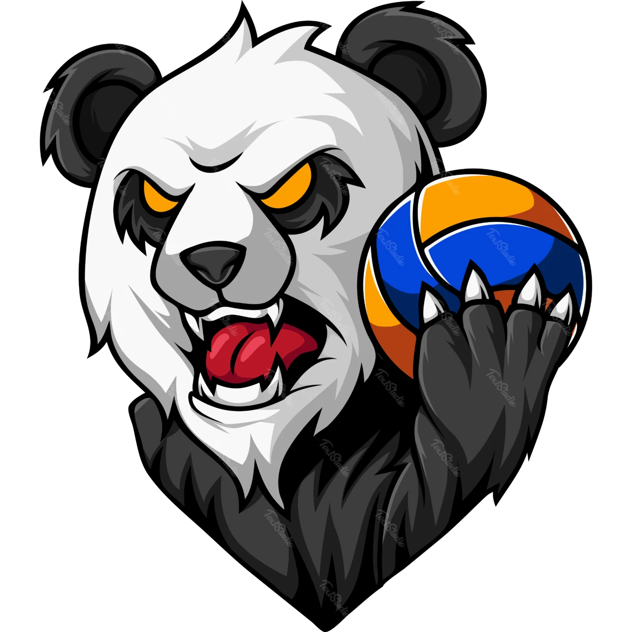 Mascot Logo Design with Panda and Ball