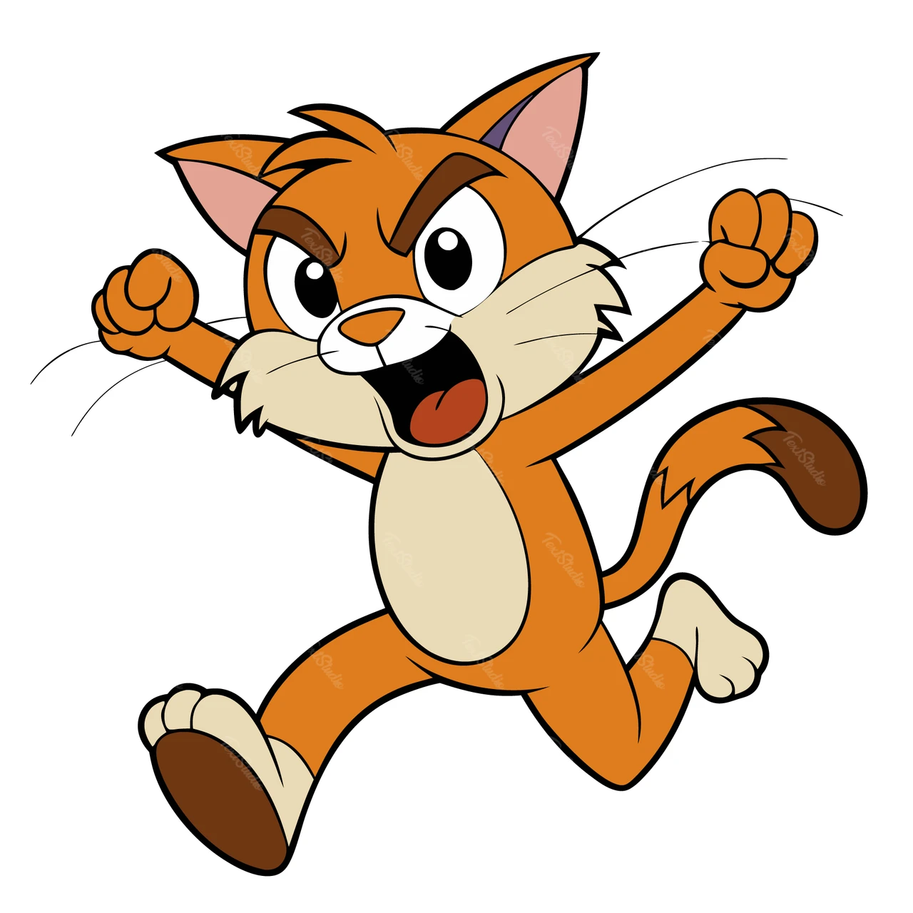 Personnage de chat en colère de style bande dessinée