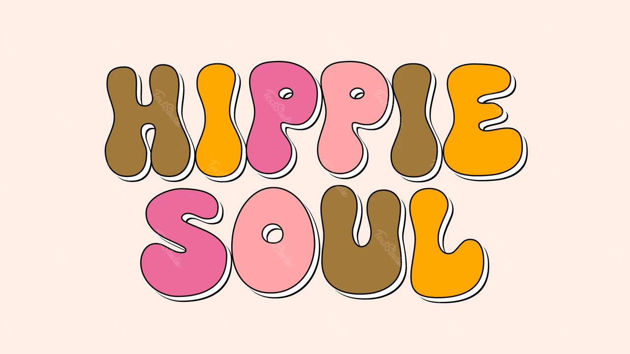 Efecto de texto con alma hippie retro