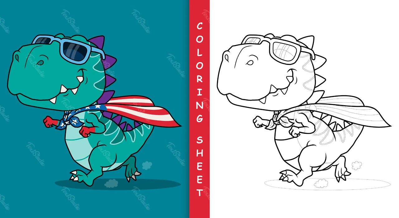 Dibujo de dinosaurio superhéroe para colorear