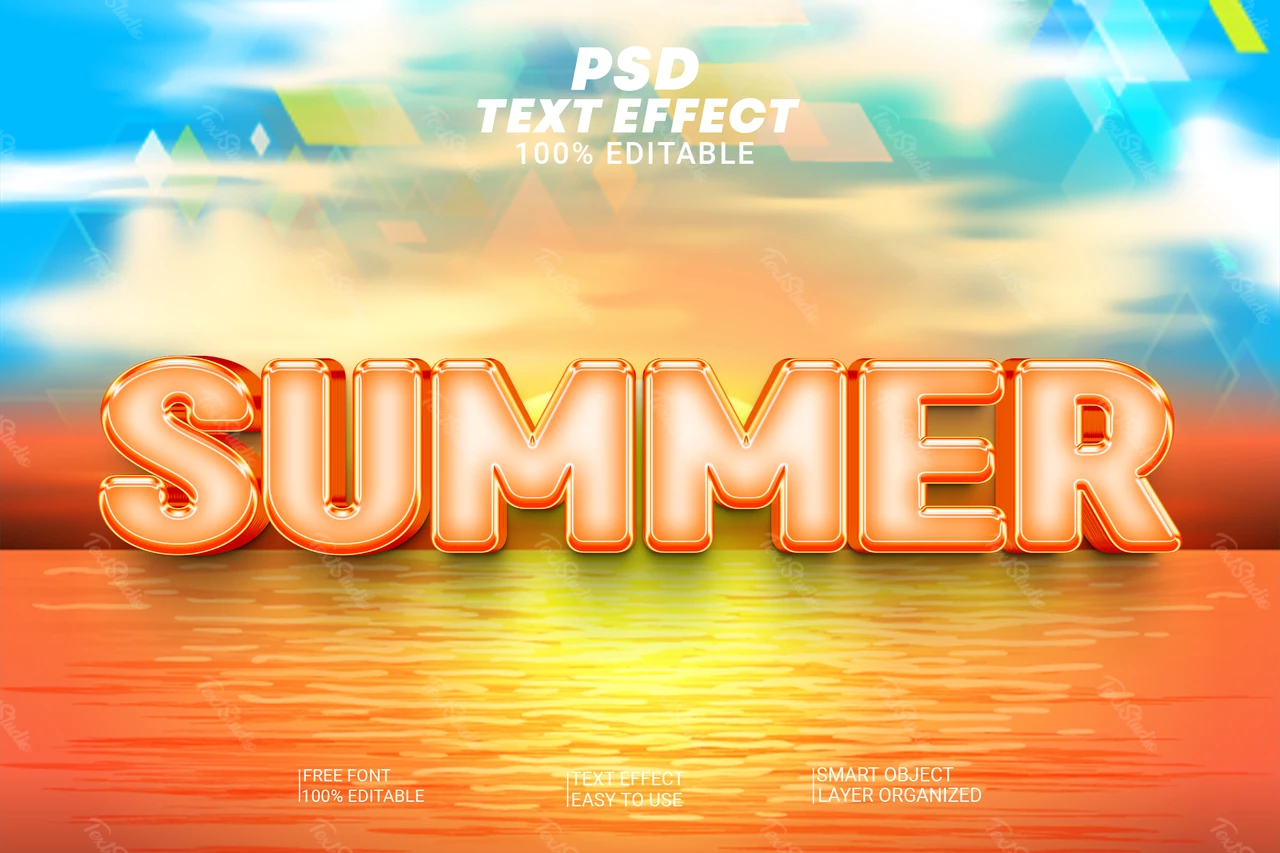 Summer Beach Ocean Sunny Sunset 3D Text Effect