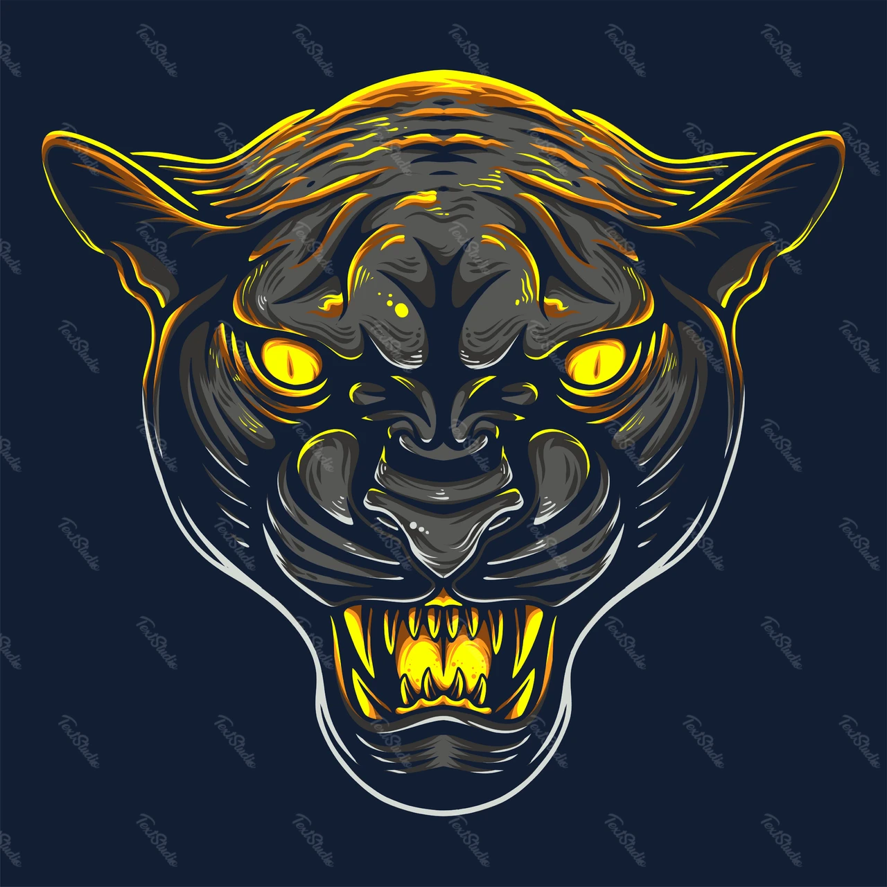 Bold Neon Panther Illustration