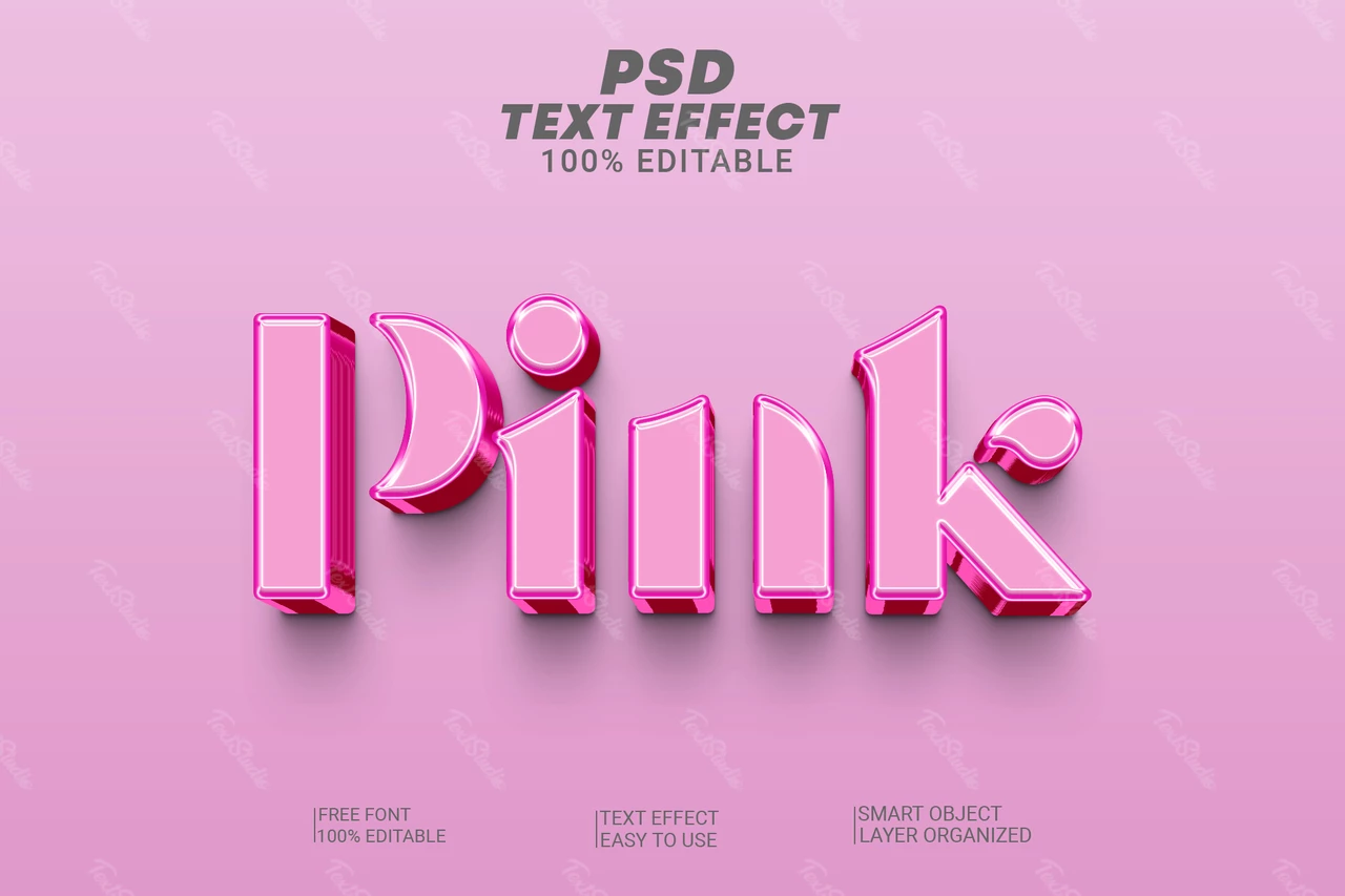 Pink Monochrome Glossy Glass Stencil 3D Text Effect