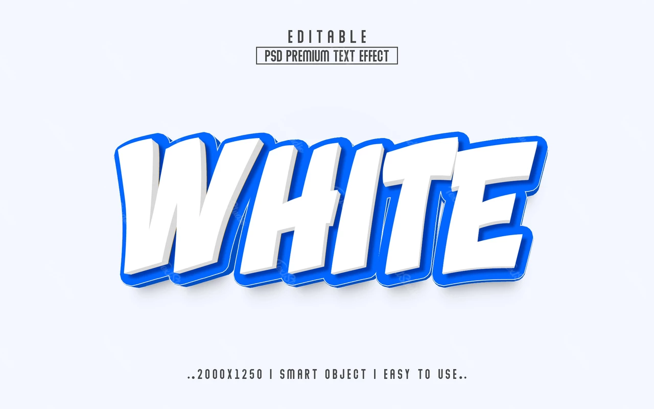 White Cartoon 3D Text Effect