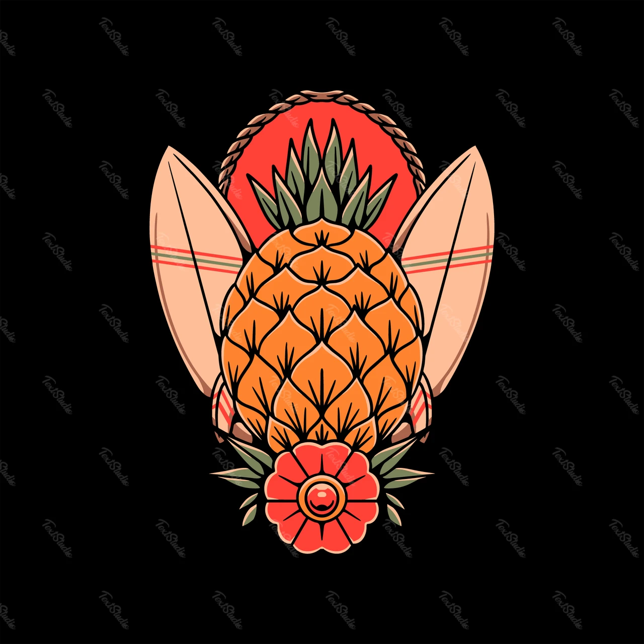 Surfing Pineapple Graphic