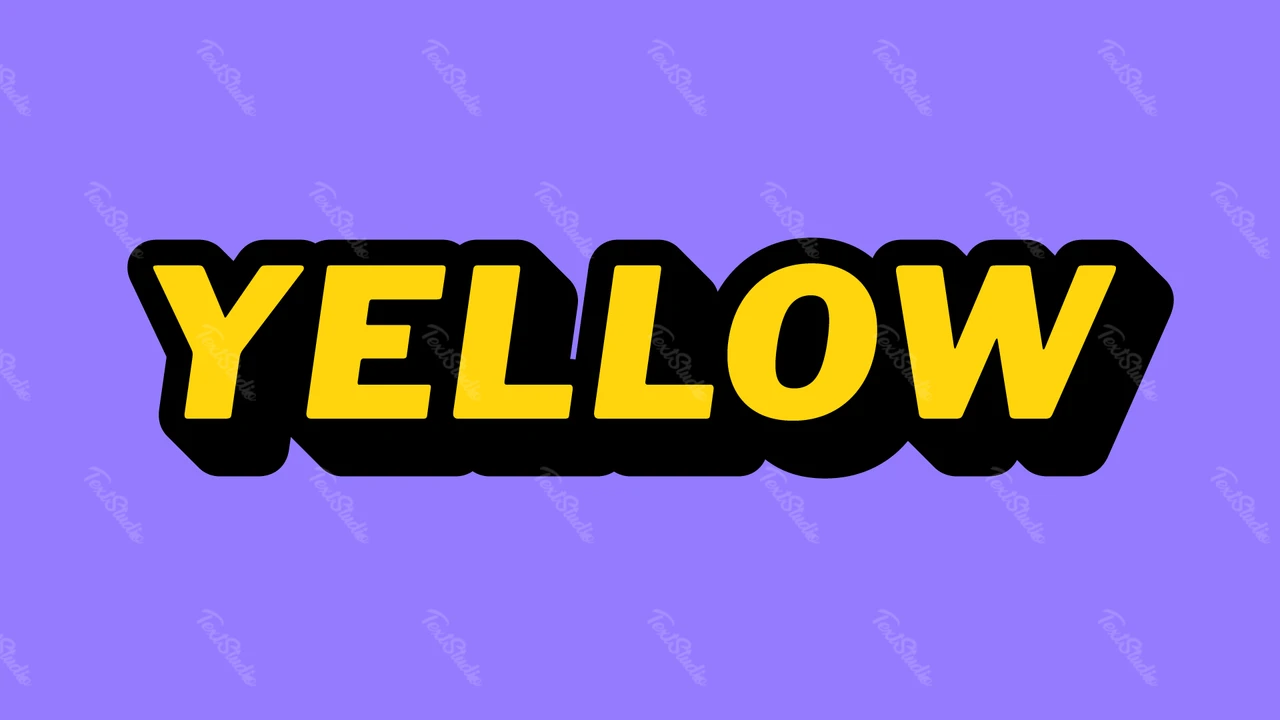 Texto 3d amarillo con trazo negro