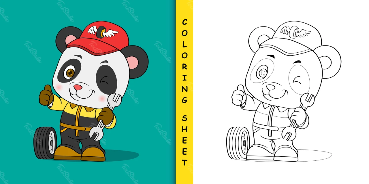 Illustration d'un panda coloré et dessiné au trait