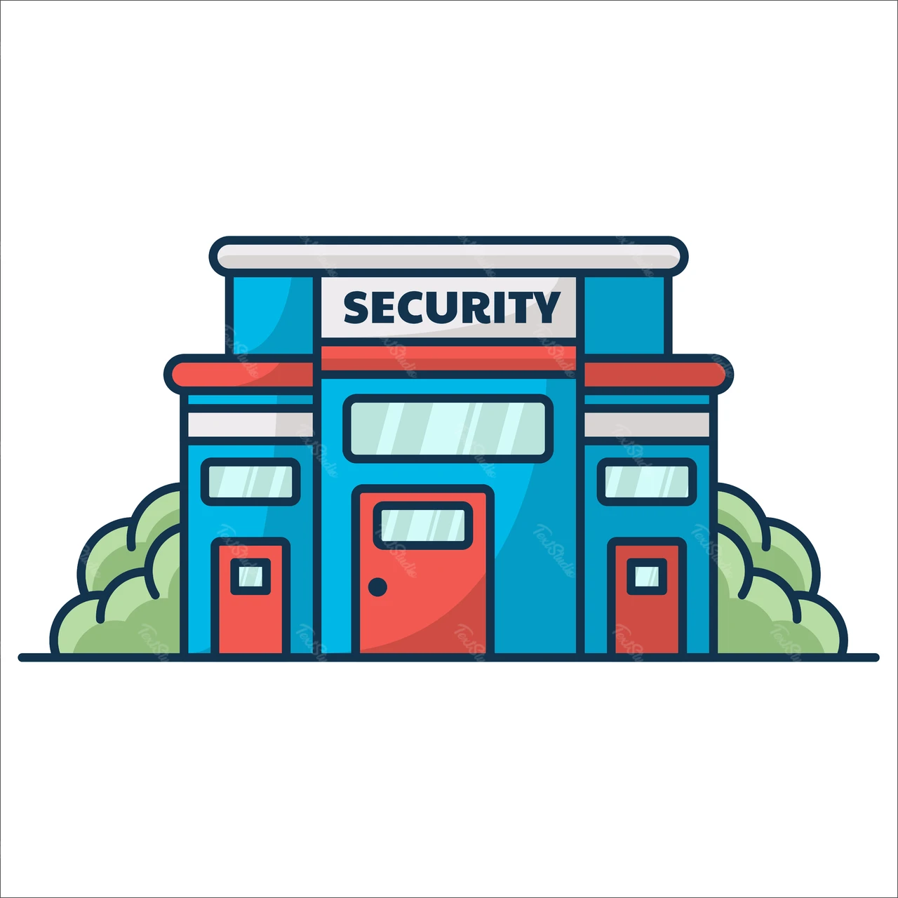 Flat Design Security Building Illustration
