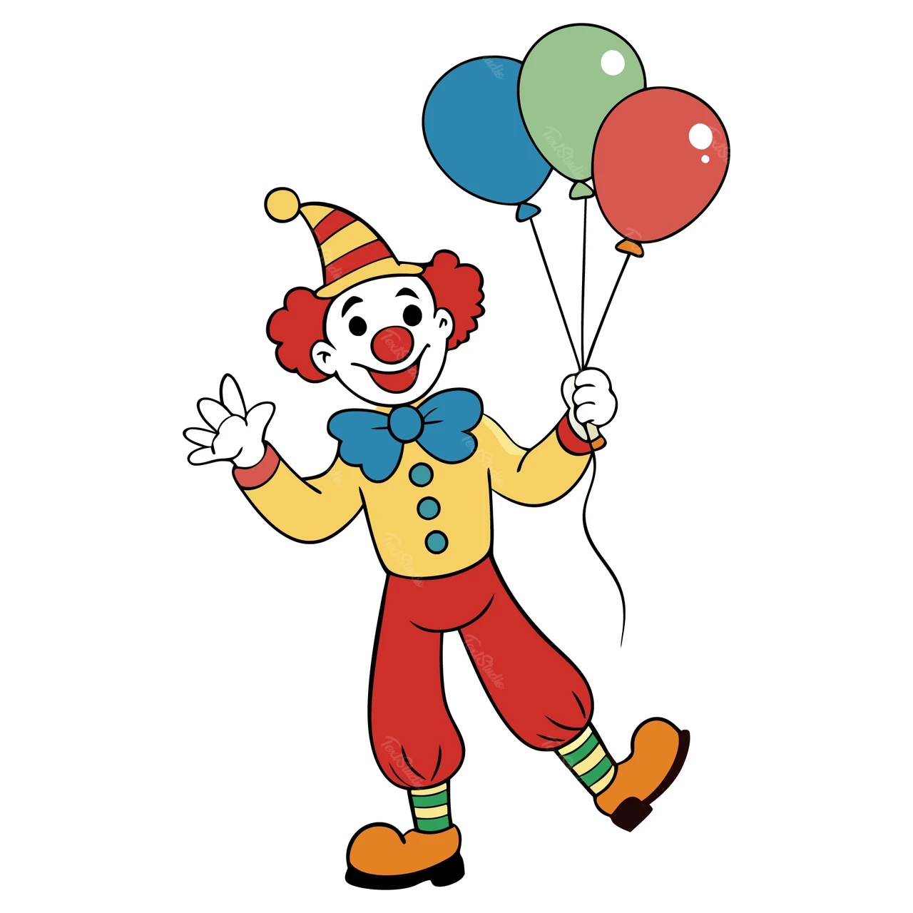 Clown de dessin animé avec des ballons