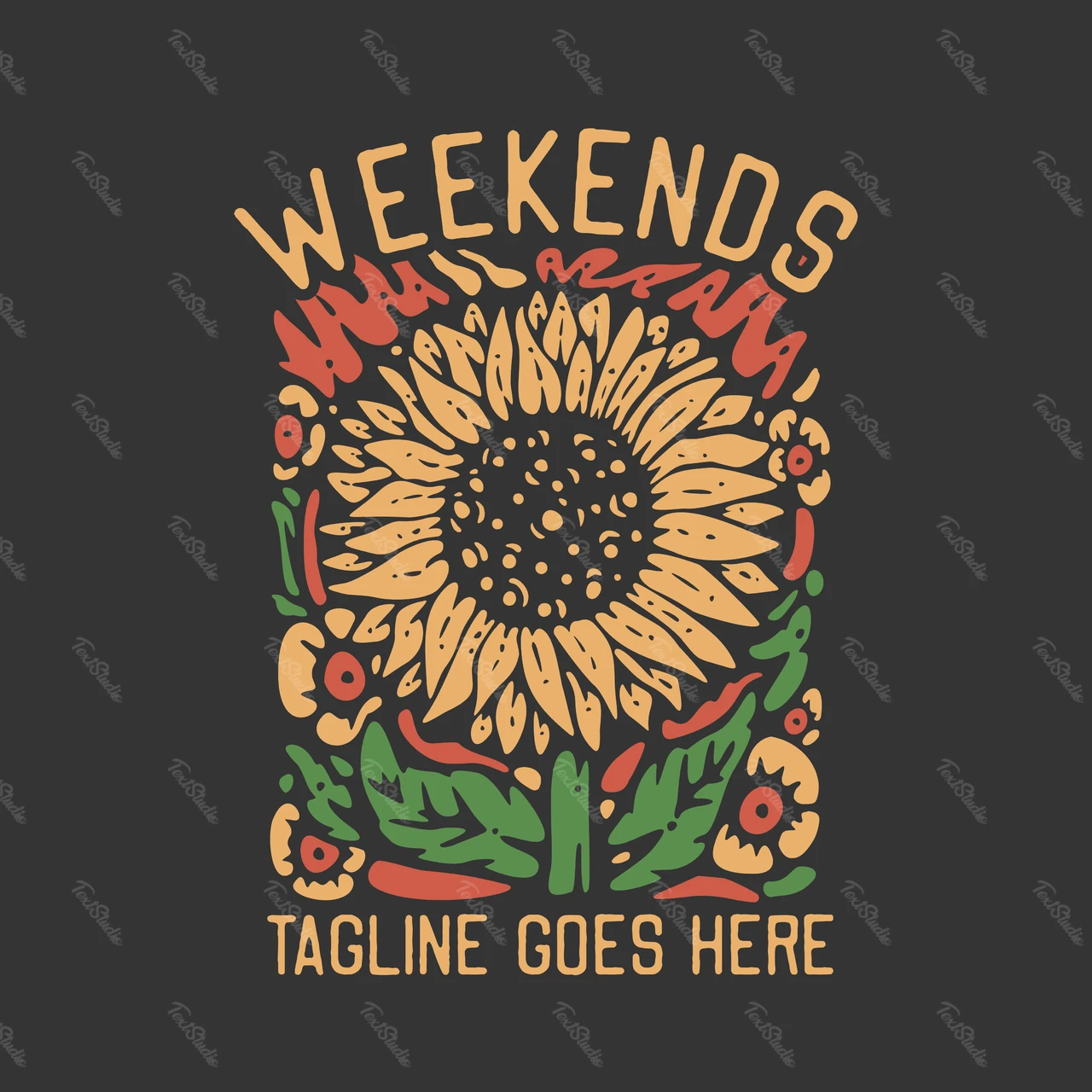 Retro Style Floral T-Shirt Design