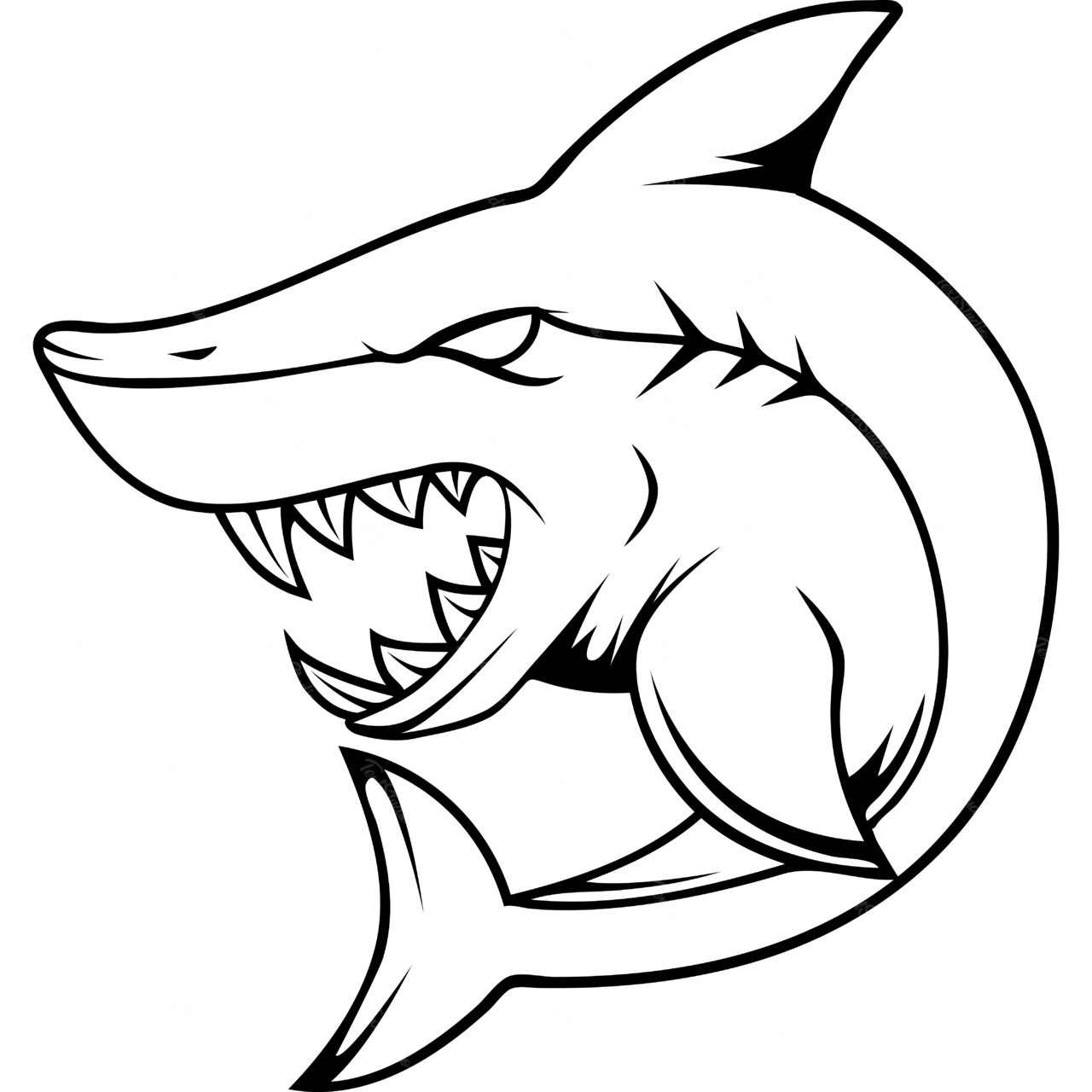 Fierce Shark Mascot Line Art Design