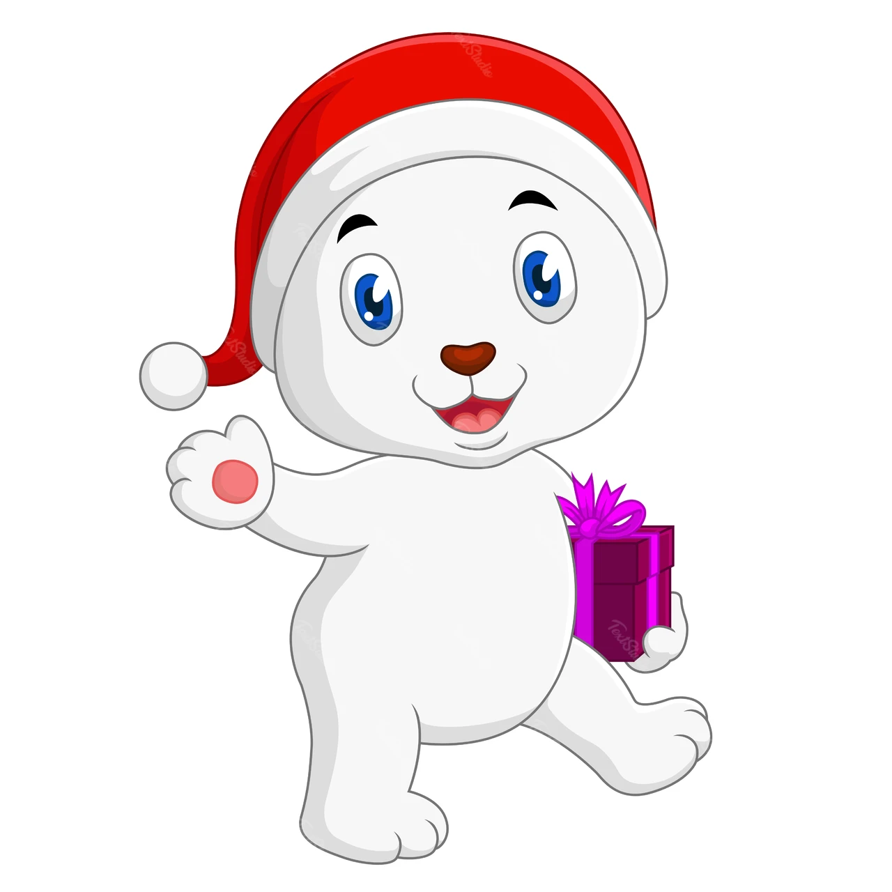 Selo de Natal em desenho animado com presente