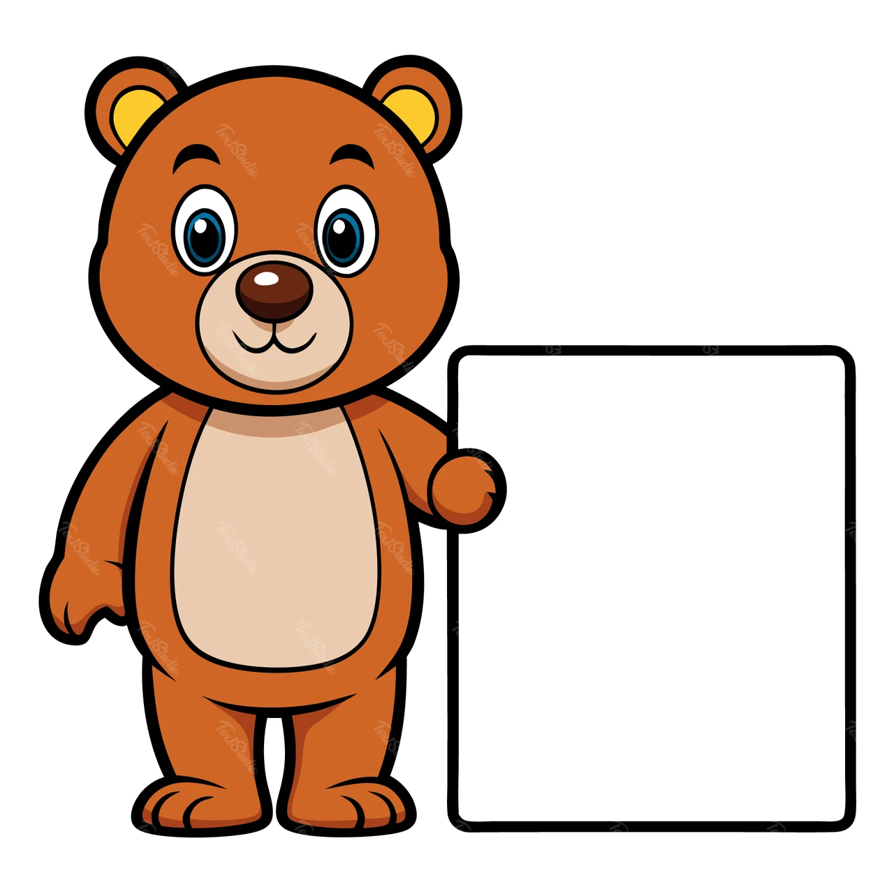 かわいいクマのキャラクターと空白のサイン