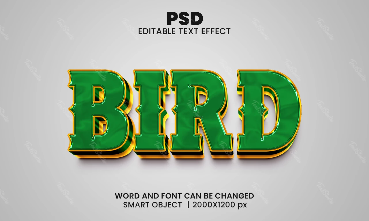 Green Bird 3D Text Effect
