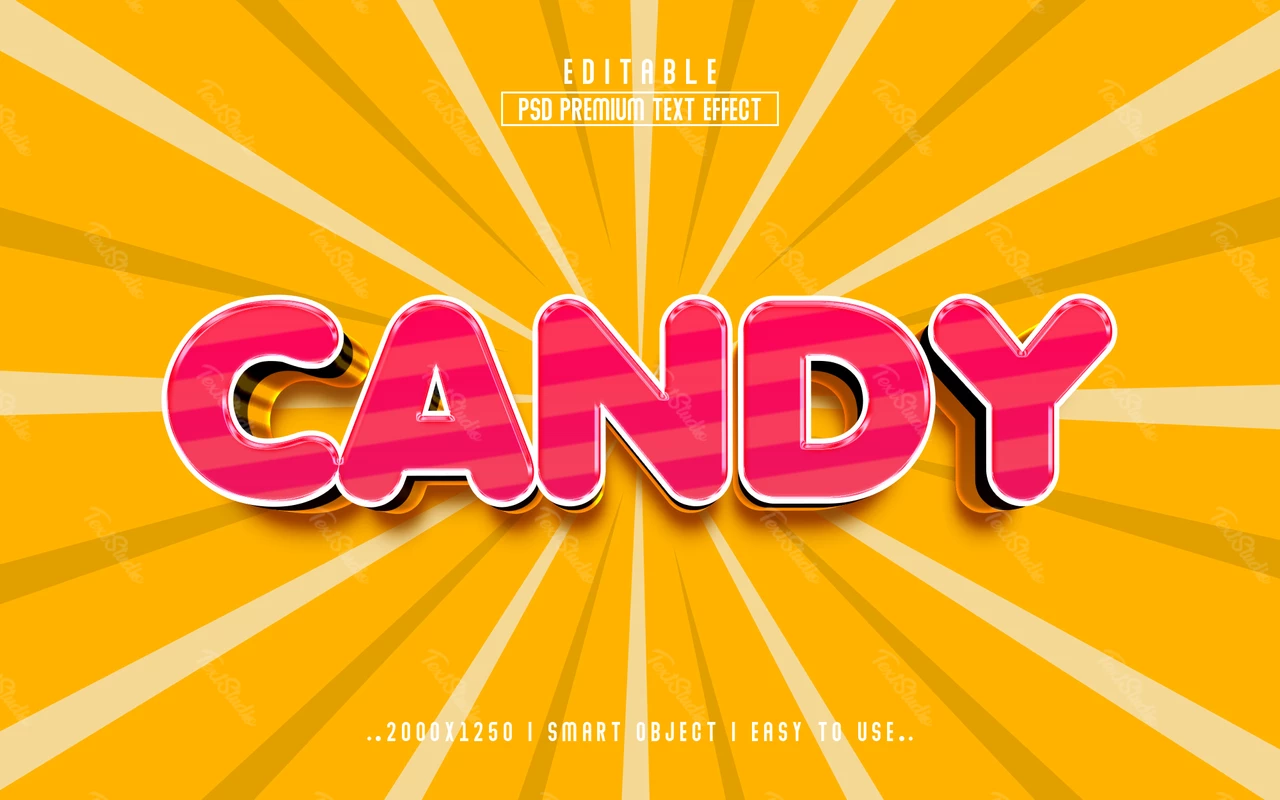 Efeito de texto Candy 3d
