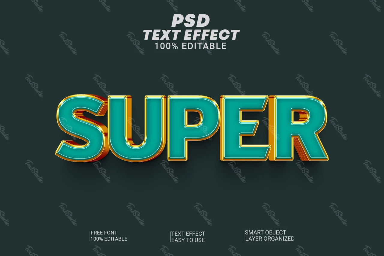 Super groen goud elegant 3d tekst effect