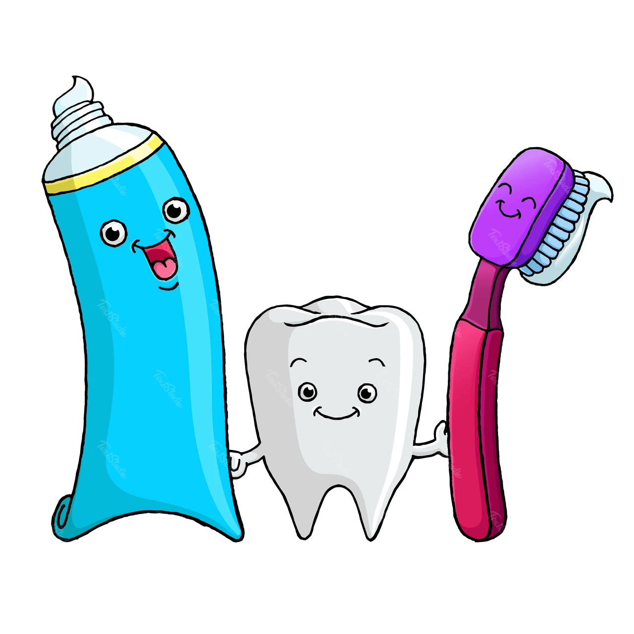 Cartoon Zahnpflege Zeichen Illustration