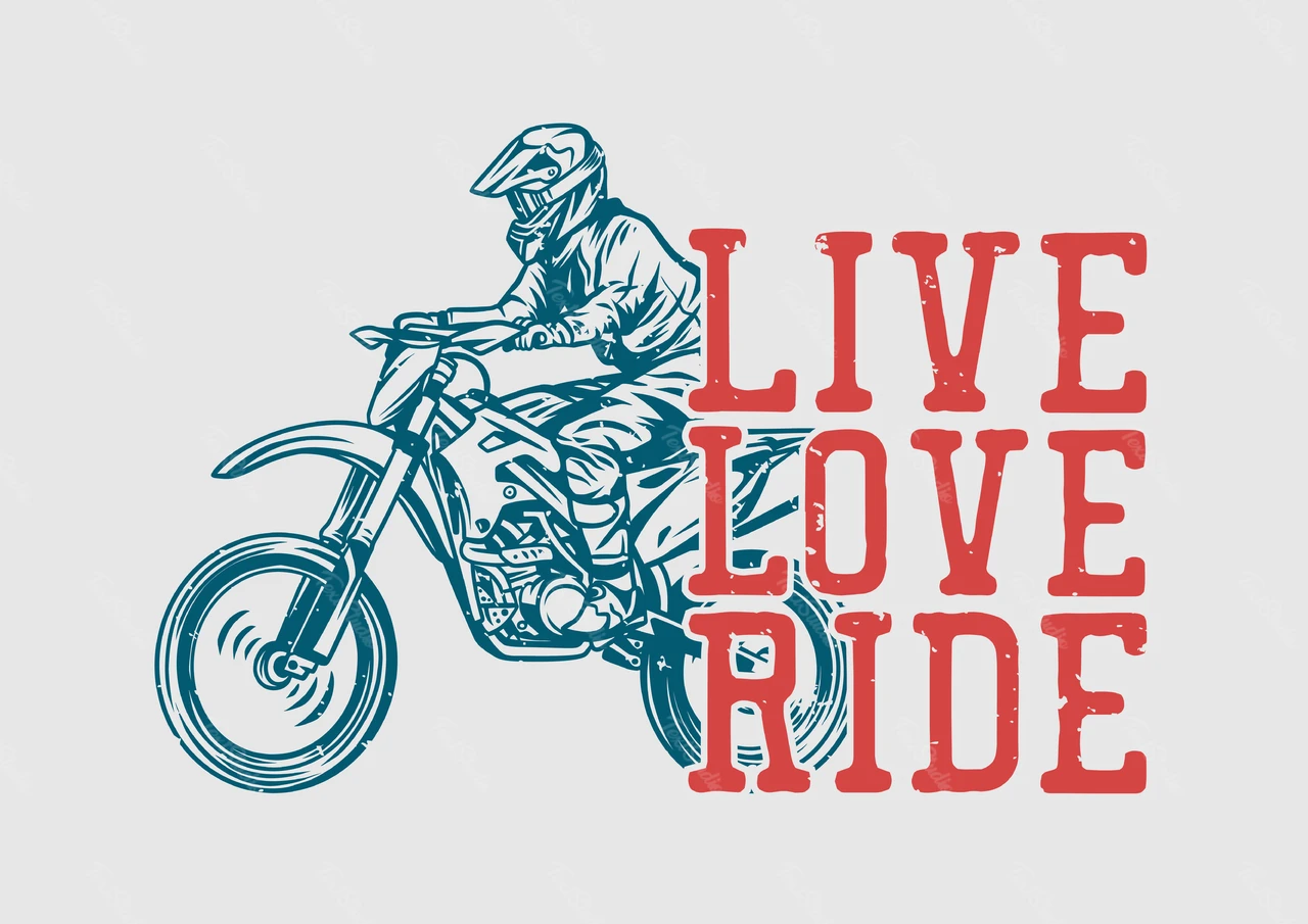 タイポグラフィとヴィンテージバイクのイラスト