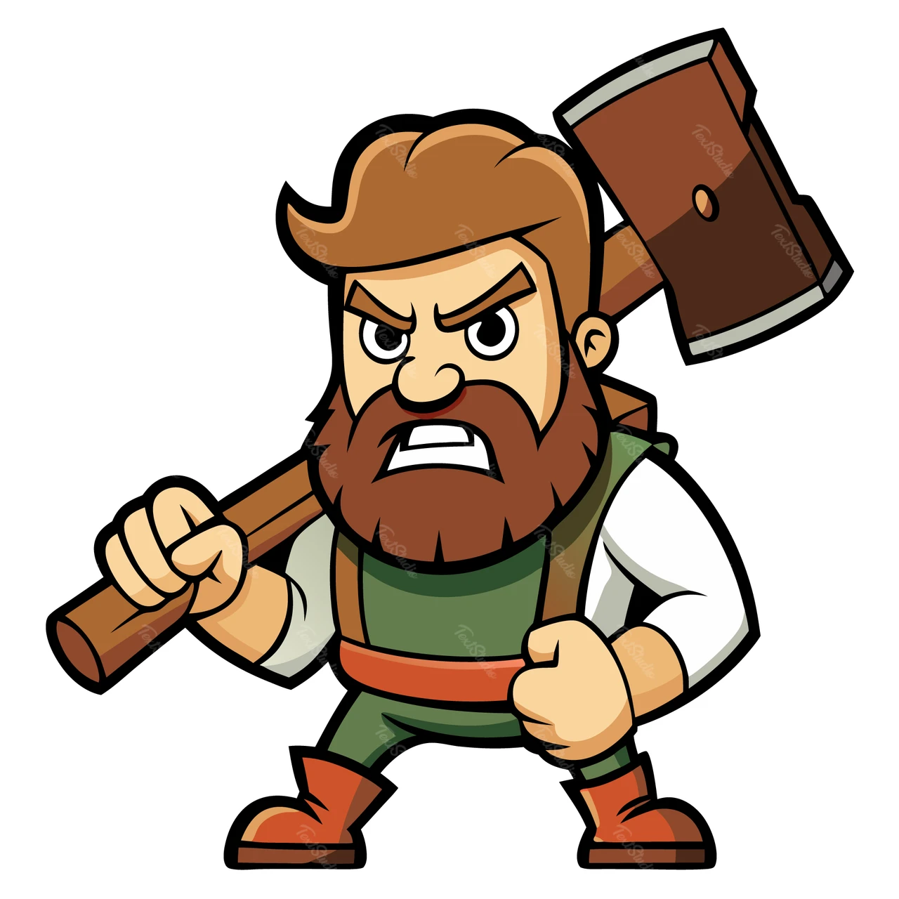 Cartoon-Figur mit Hammer Illustration