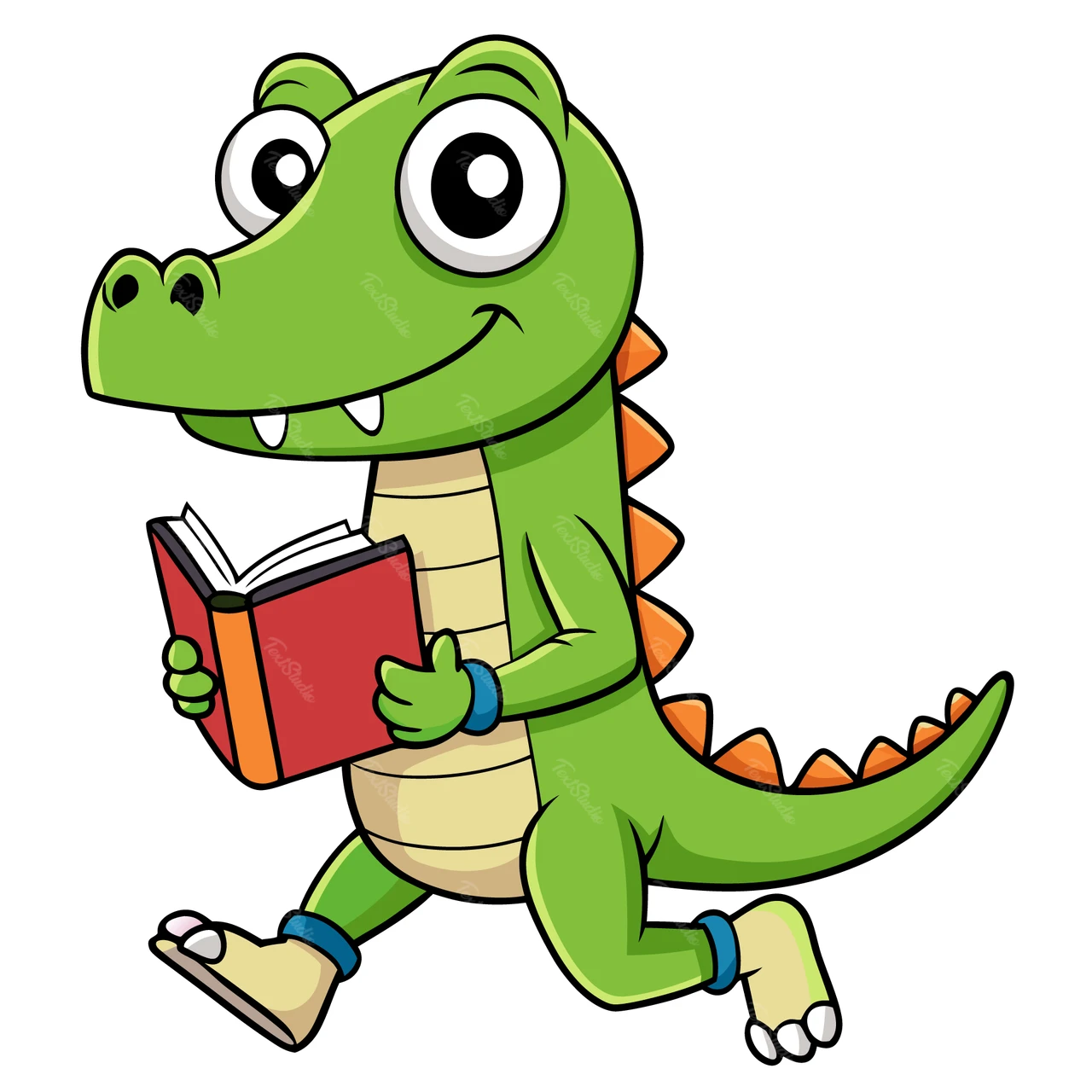 かわいい恐竜の読書イラスト