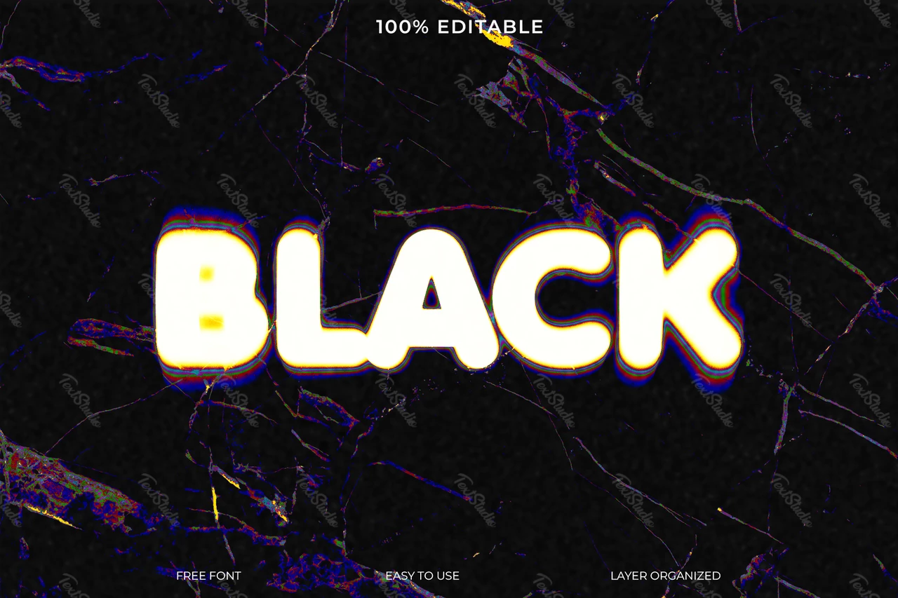 Efeito de texto de estilo de fonte de falha de grunge escuro preto
