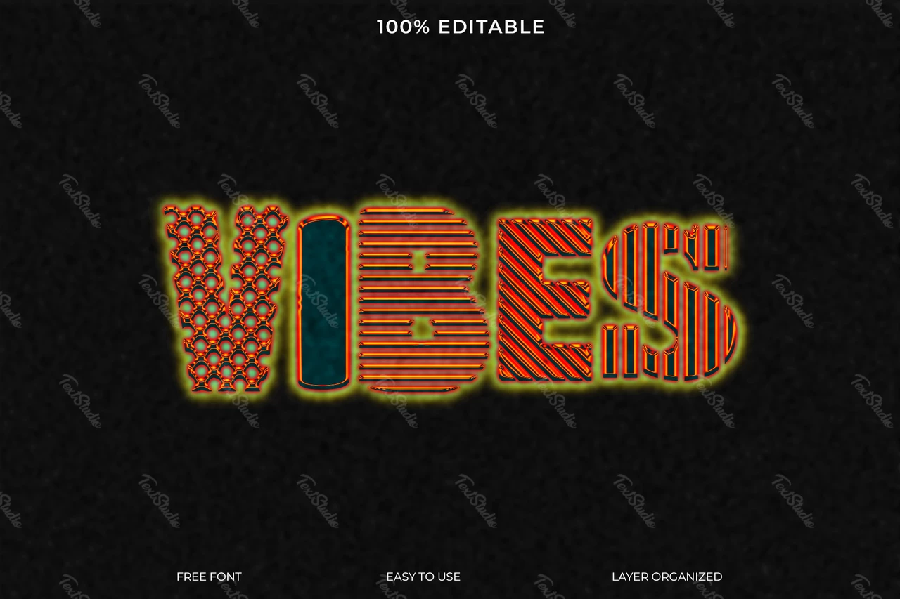 Vibes Pattern Red Uneven Font Style Text Effect