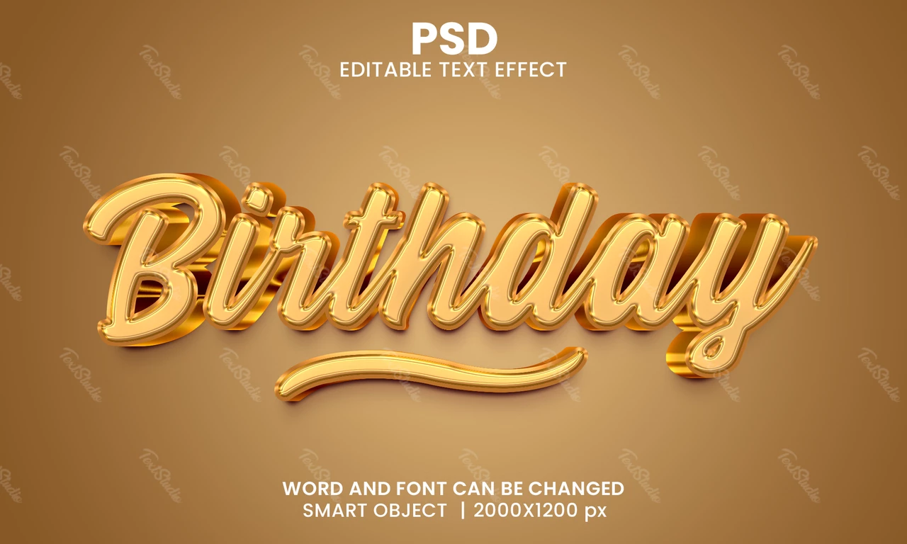 Birthday Golden Vintage 3D Text Effect