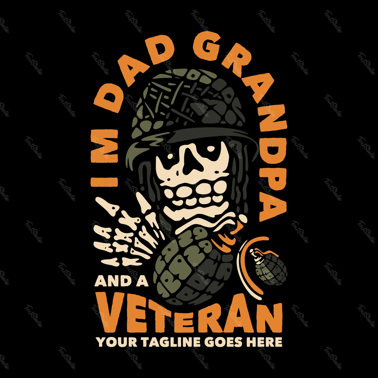 Vintage Military Skull Illustration