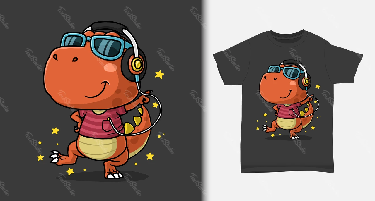 Cute Cartoon Dinosaur T-Shirt Design