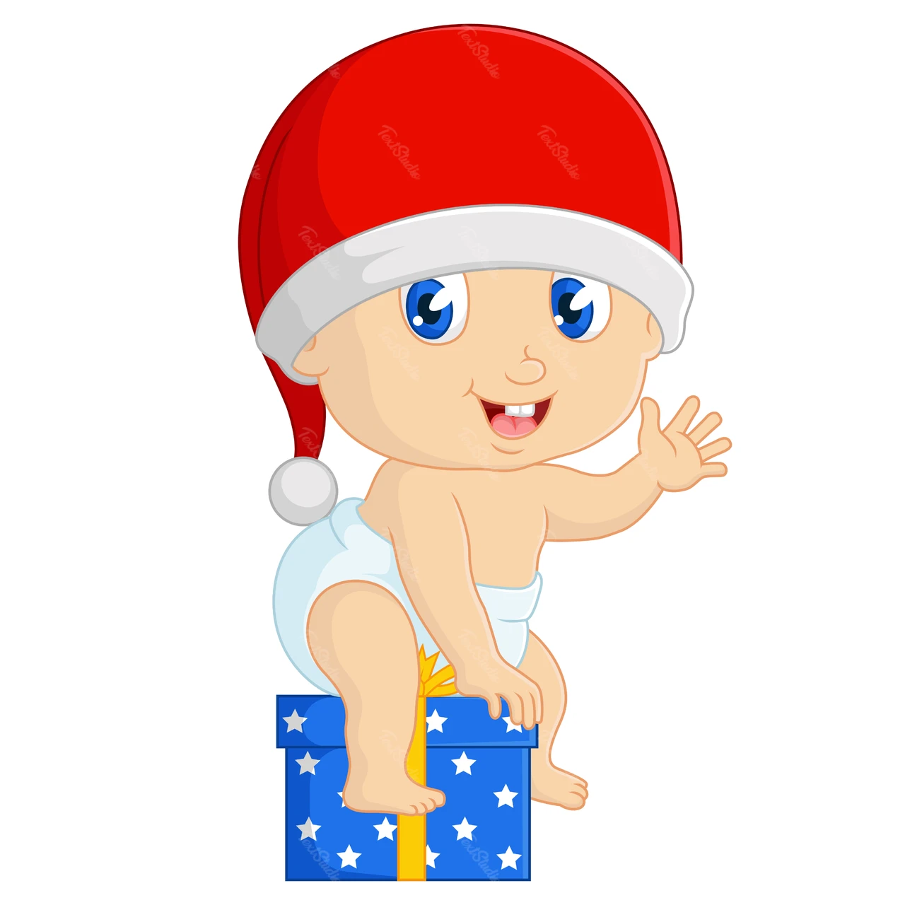 Cartoon Baby in Santa Hat Illustration