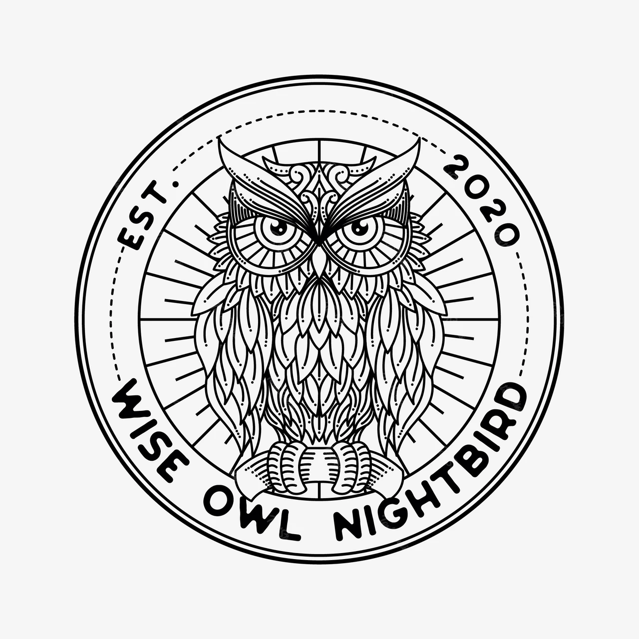 Vintage Emblem with Owl Illustration