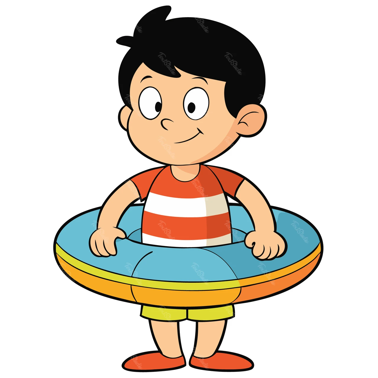 Cartoon Character with Inflatable Ring