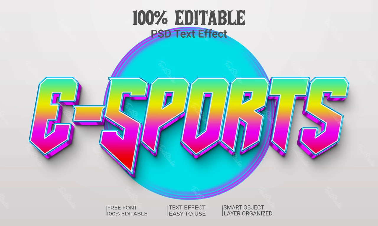 E-Sport Regenbogen Gradient Retro 3d Text-Effekt