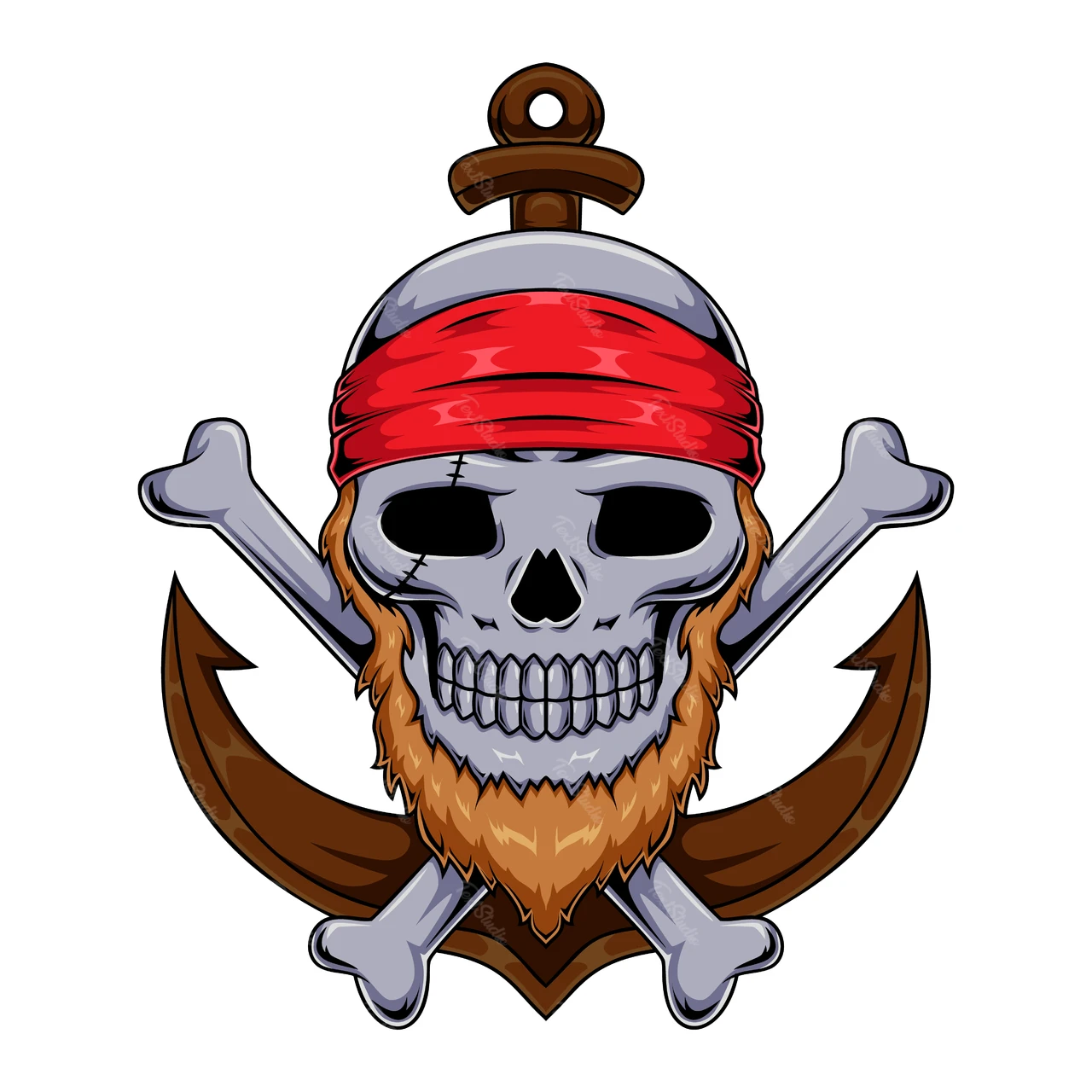 Pirate Skull and Anchor Emblem