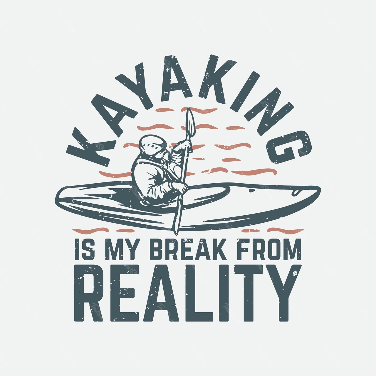 Винтажная иллюстрация каякинга