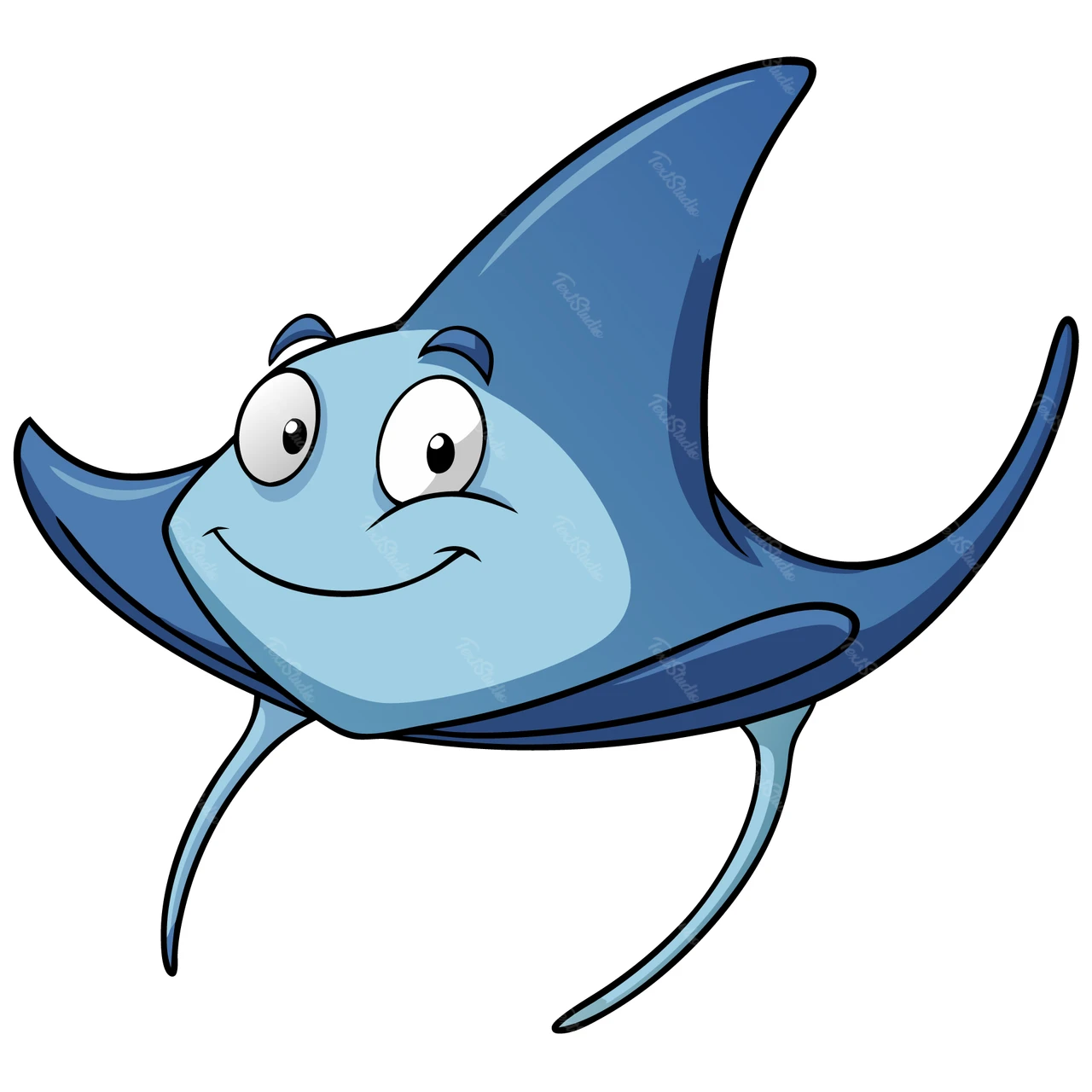 Ilustração de arraia feliz em estilo cartoon