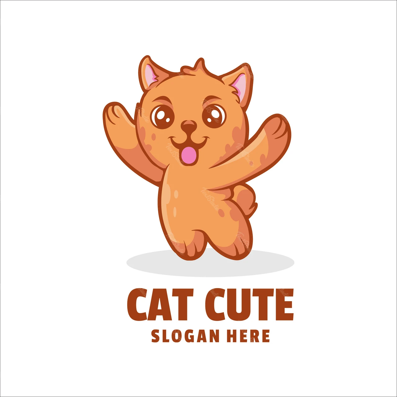 Cute Cartoon Cat Logo Design