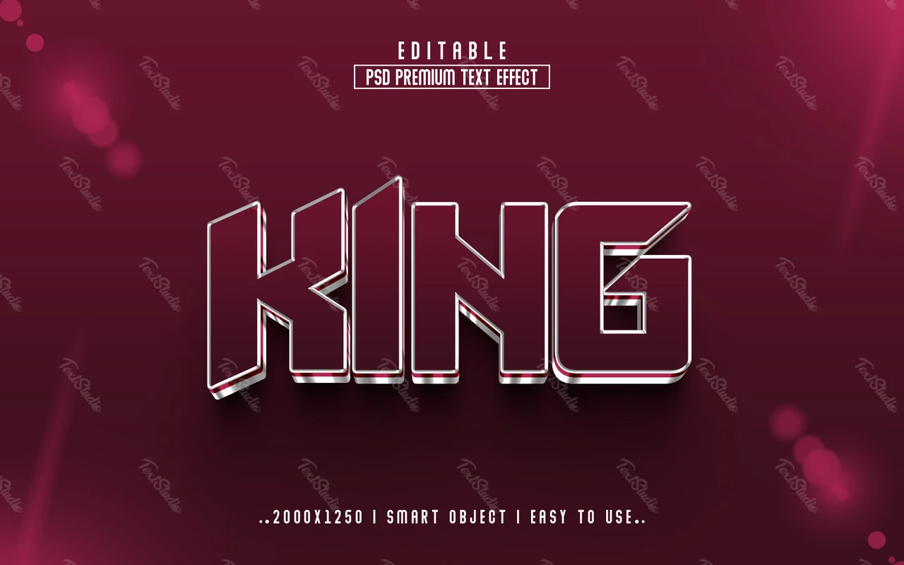Effet de texte 3d King burgundy