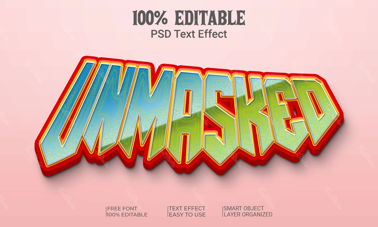 Unmasked hard rock metal sharpen 3d text effect