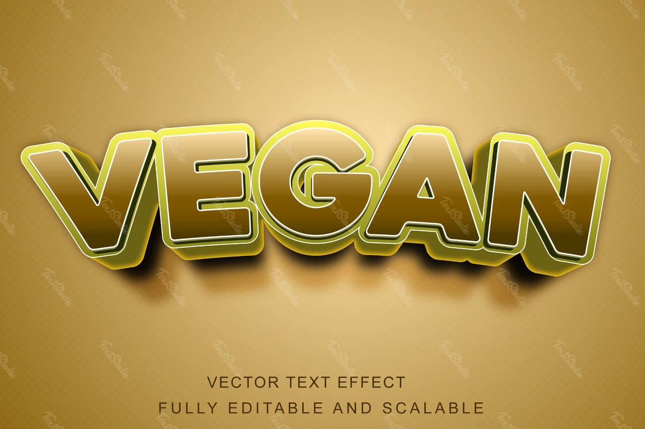Efeito de estilo de fonte 3d do Vegan toffee