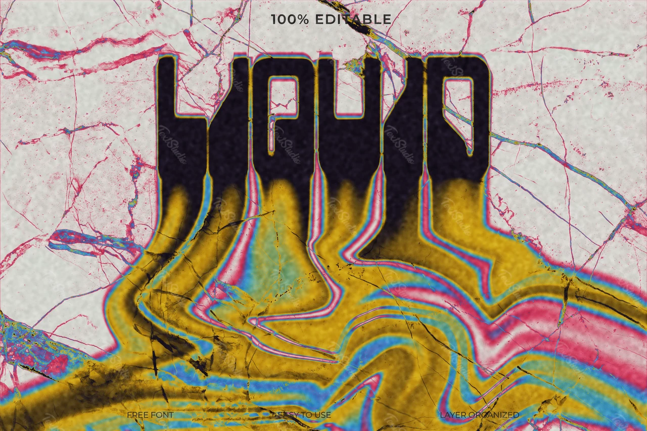 Efeito de texto de estilo de fonte Liquid black melting trash