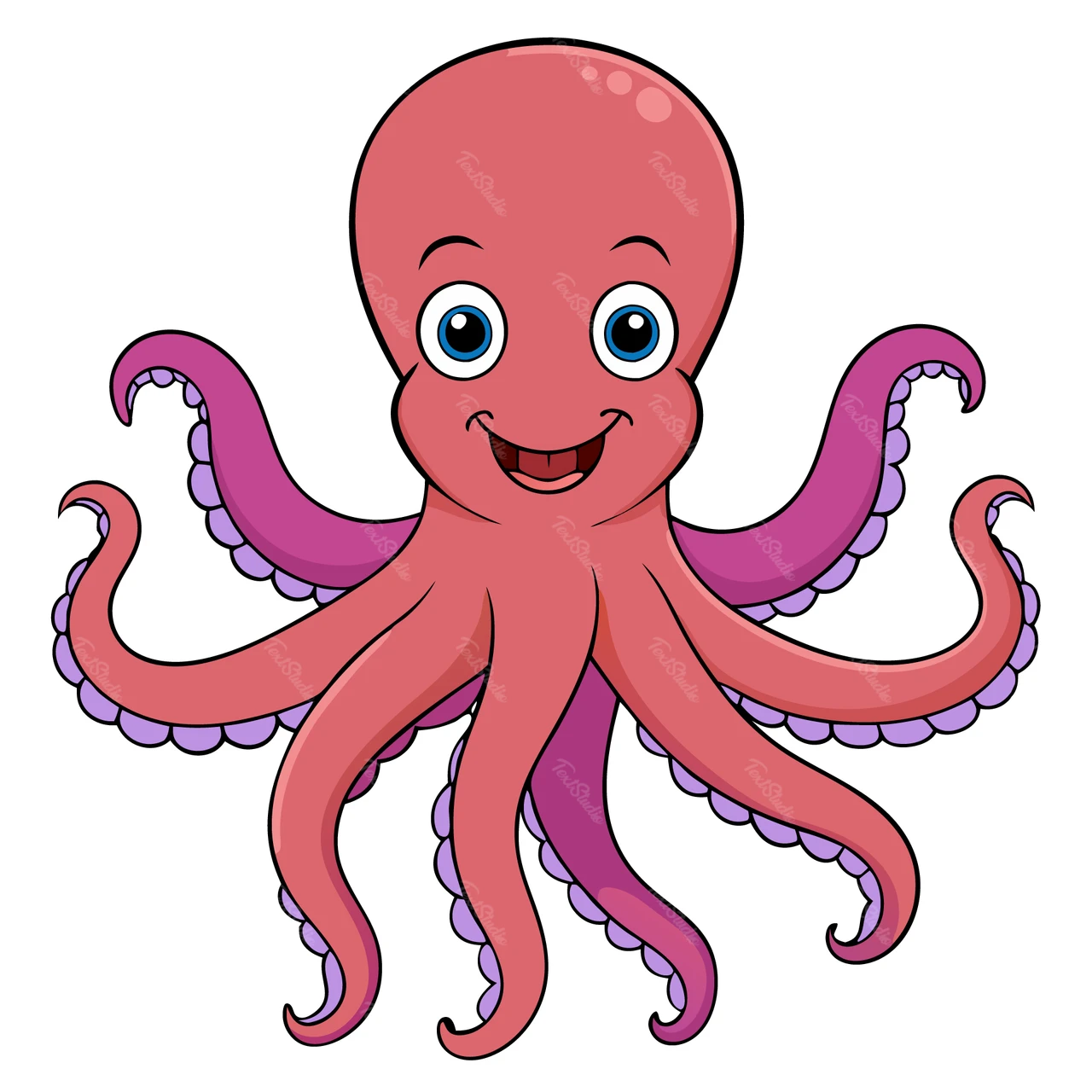Ilustración de un simpático pulpo de dibujos animados